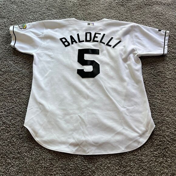 VTG Tampa Bay Devil Rays Baldelli Russell Diamond Collection Jersey White Sz 48 - Picture 2 of 10